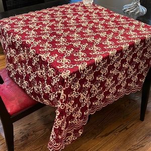 Maroon & Gold Embroidered Decorative Table Cloth (New)
